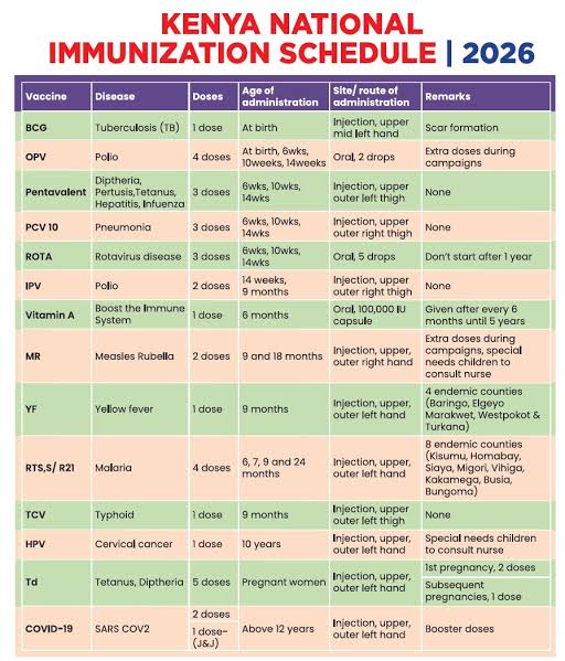The KEPI Immunisation Schedule
