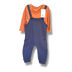 Navy Blue And Brown Tshirt Dungaree