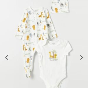 LC Waikiki 3 Pc Receiving Set White Animal Print