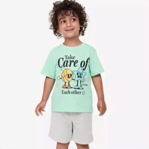 Boys H&M Light Green Take Care Of Each Other Shortsleeved Tshirt
