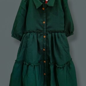 Girls Frocks Dark Green Colored Long Sleeved