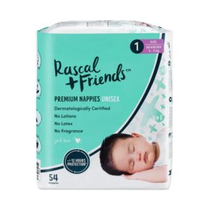 Rascal Plus Friends 54pcs Newborn 3-5kg Premium Nappies