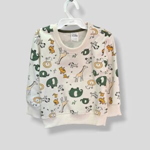 Cream White With Animal Print Sweatshirt